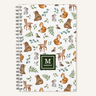 Carnet Forêt boisée mignonne Végétation Animaux Monog