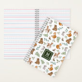 Carnet Forêt boisée mignonne Végétation Animaux Monogramm (À l'intérieur)