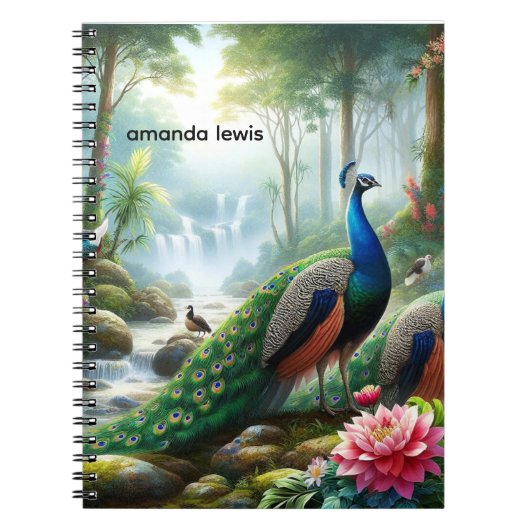 Carnet Forêt de pluie magnifique avec Peacock Personnalis (Devant)