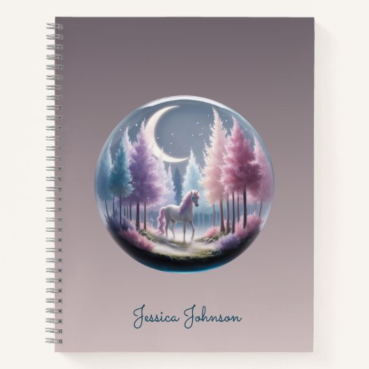 Carnet Forêt enchantée personnalisée avec licorne (Devant)