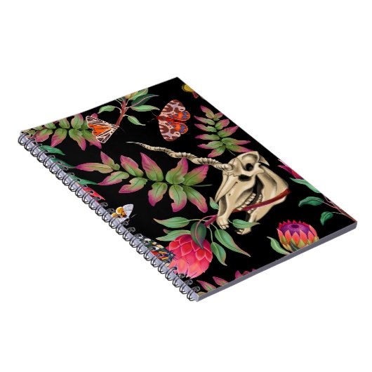 Carnet Forêt magique Unicorn Motif foncé. (Côté Droit)