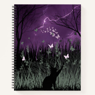 Carnet Forêt mystique de chats et papillons