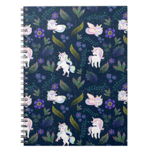 Carnet Forêt nocturne magique à motif licorne sans coutur