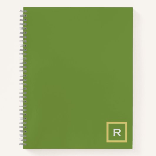 Carnet Forêt professionnelle vert couleur solide initial (Devant)