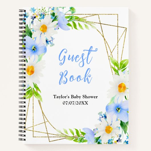 Carnet Forget-Me-Nots and Daisies Baby Shower Guest Book (Devant)