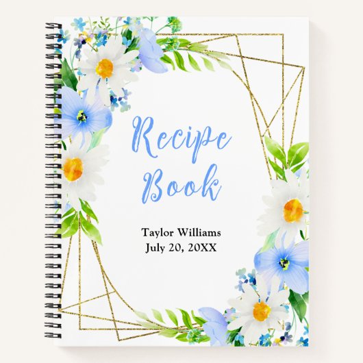 Carnet Forget-Me-Nots Daisies Floral Recipe Book (Devant)