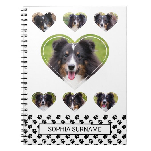 Carnet Forme cardiaque Modèles photo, pattes et texte (Devant)