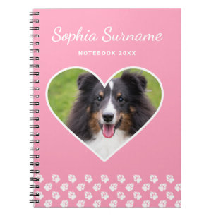 Carnet Forme cardiaque Photo Pet Personnalisée Sur Rose &