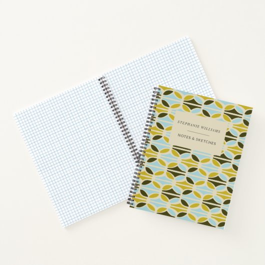 Carnet Formes Abstraites Motif Vert Bleu Personnalisé (Intérieur)