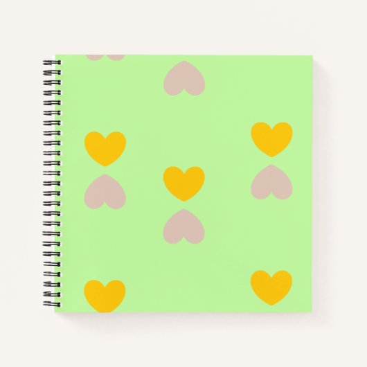 Carnet Formes de coeur sur vert clair (Devant)