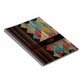 Carnet Formes de triangle rayées avec initiales sur fond  (Côté Droit)