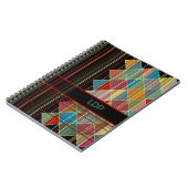 Carnet Formes de triangle rayées avec initiales sur fond  (Côté gauche)