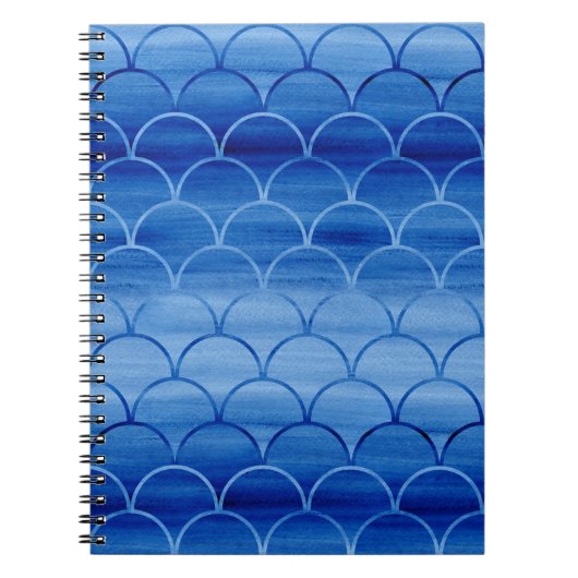 Carnet Formes de ventilateur en aquarelle bleu (Devant)