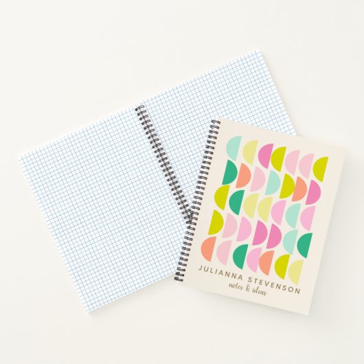Carnet Formes géométriques Cute Pastel Nom personnalisé (Intérieur)