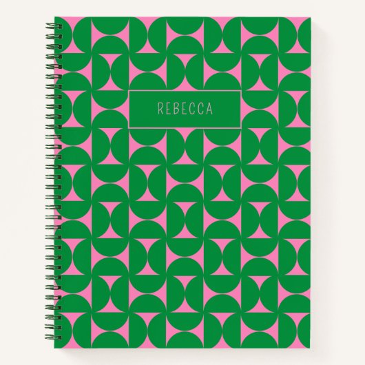 Carnet Formes géométriques vertes et roses Abstraites du  (Devant)