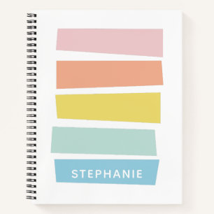 Carnet Formes pastel géométriques mignonnes Nom du monogr