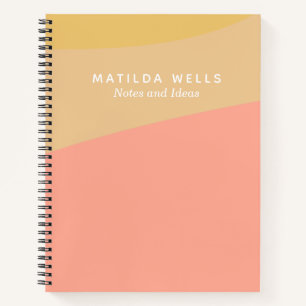 Carnet Formes simples Pastel Coral Jaune Monogramme Perso