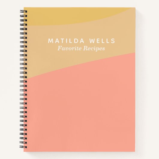 Carnet Formes simples Pastel Coral Nom personnalisé Recet (Devant)
