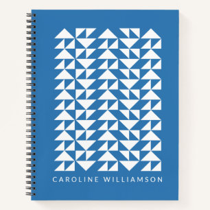 Carnet Formes triangles géométriques en bleu personnalisé