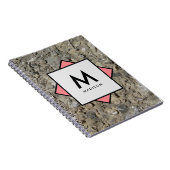 Carnet Fossiles de calcaire avec votre nom et Monogramme (Côté Droit)