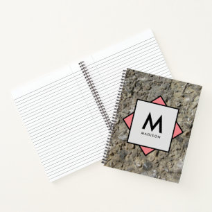 Carnet Fossiles de calcaire avec votre nom et Monogramme 