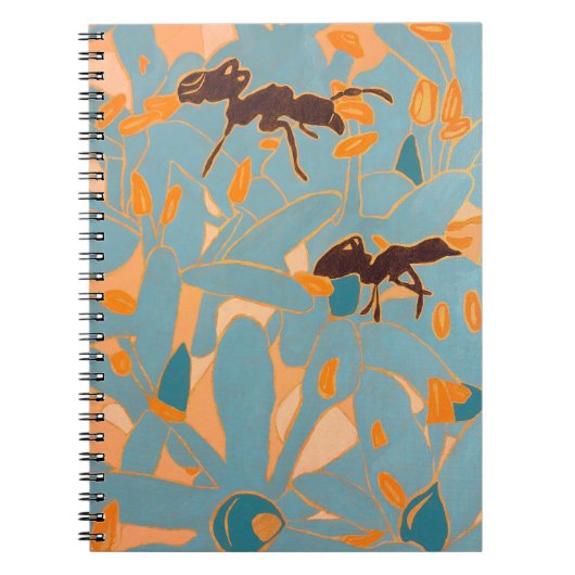 Carnet Fourmis avec fleurs bleues Flore australienne (Devant)