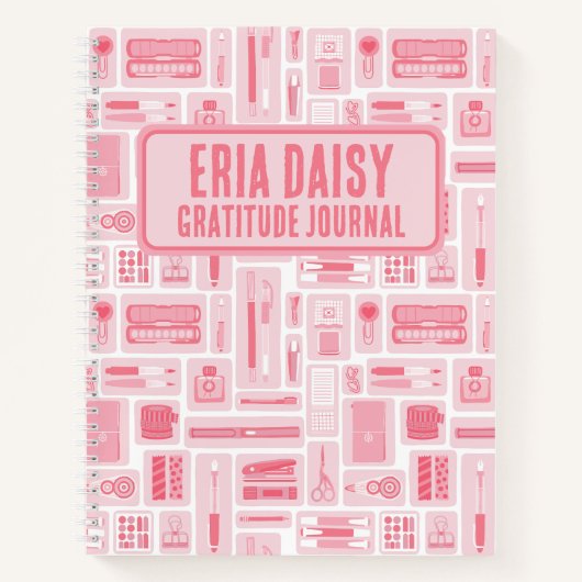 Carnet Fournitures d'art mignonne Motif Monogramme rose (Devant)