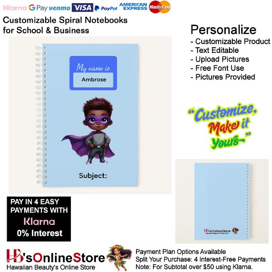 Carnet Fournitures de bureau pour garçons, 15 super héros