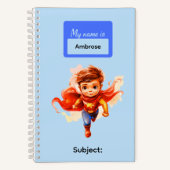 Carnet Fournitures de bureau pour garçons, 7 super héros  (Recto)