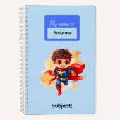 Carnet Fournitures de papeterie pour garçons 14 super hér (Recto)