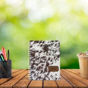Carnet Fourrure de vache Brown et blanche et Cuir