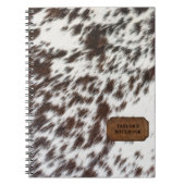 Carnet Fourrure de vache Brown et blanche et Cuir (Devant)