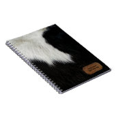 Carnet Fourrure de vache et cuir noir et blanc Faux (Côté Droit)