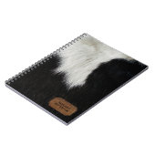 Carnet Fourrure de vache et cuir noir et blanc Faux (Côté gauche)