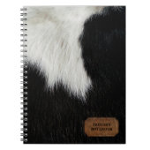 Carnet Fourrure de vache et cuir noir et blanc Faux (Devant)