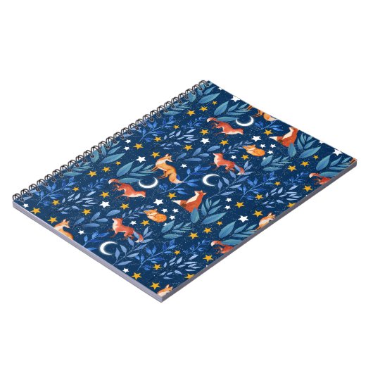 Carnet Fox Night Forest Celestial Seamless Pattern (Côté gauche)