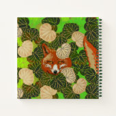 CARNET FOX ROUGE PARMI LES FEUILLES VERTS BLANCS, FOLIAGE (Dos)