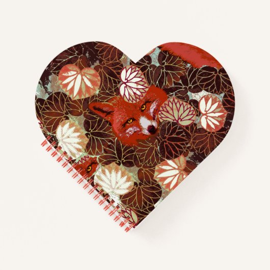 CARNET FOXES ROUGES PARMI LES FEUILLES BLANCS, FOLIAGE (Devant)