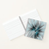 Carnet Fractal Floral Moderne Abstrait Fleur Bleu Gris (Intérieur)