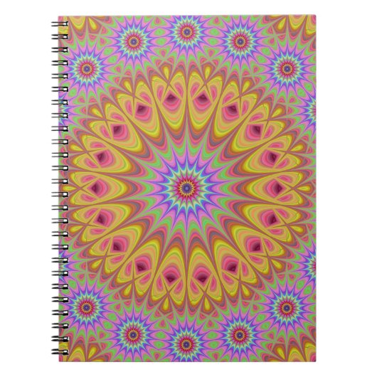 Carnet Fractal Mandala Floral Psychedelic Retro (Devant)