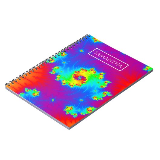 Carnet Fractale spirale arc-en-ciel personnalisée (Côté gauche)