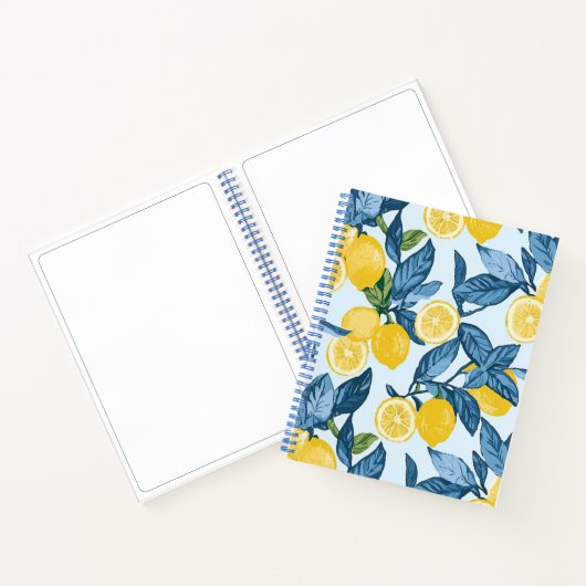 Carnet Fraîche de citron jaune sur Arrière - plan bleu (Intérieur)