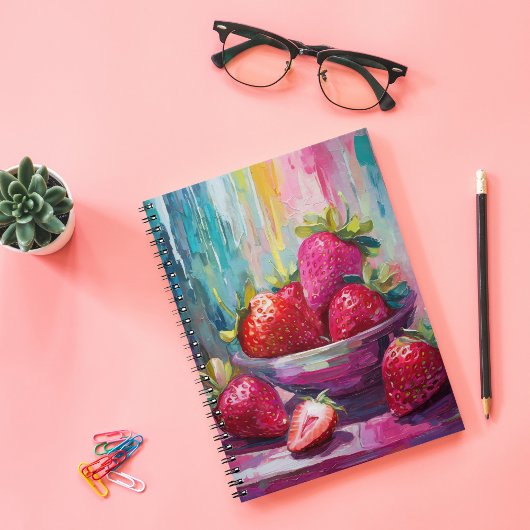 Carnet Fraises Colorful Moderne Peinture Abstraite