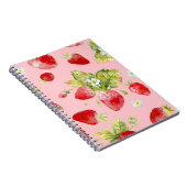 Carnet Fraises d'aquarelle, motif transparent et fruité. (Côté Droit)