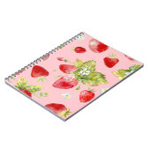 Carnet Fraises d'aquarelle, motif transparent et fruité. (Côté gauche)