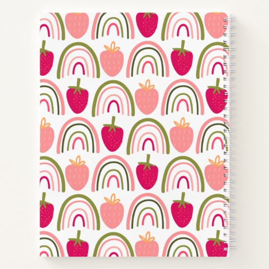 Carnet Fraises mignonnes simples Couleur Arc-en-ciel (Dos)