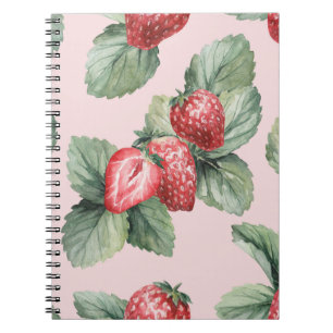 Carnet Fraises mûres d'été : Aquarelle rose