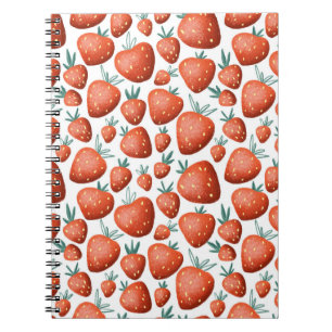 Carnet Fraises Rouges Fond Blanc Sans Couture