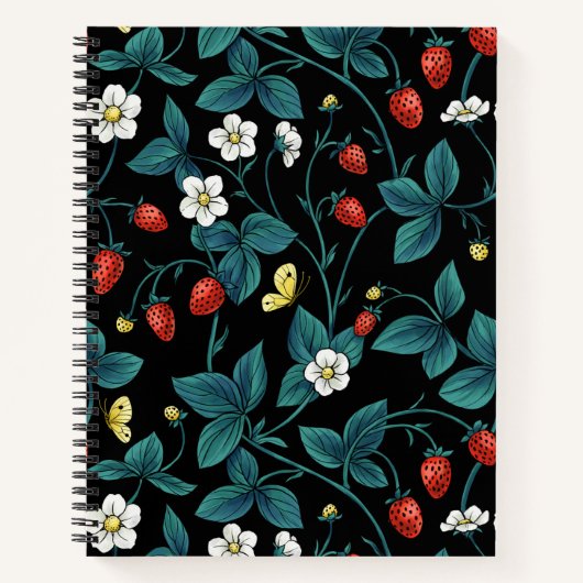 Carnet Fraises sauvages rouge/jaune/bleu/noir (Devant)