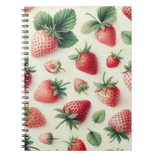 Carnet Fraises sur Crème Aquarelle Baies (Devant)